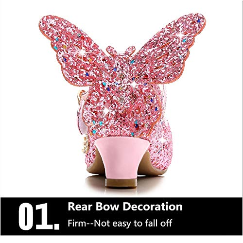 TangDao Kids Girls Sparkly Butterfly Mary Jane Wedding Party Shoes Glitter Bridesmaids Low Heels Princess Heels Dress Shoes(Toddler/Little Kid/Big Kid)2
