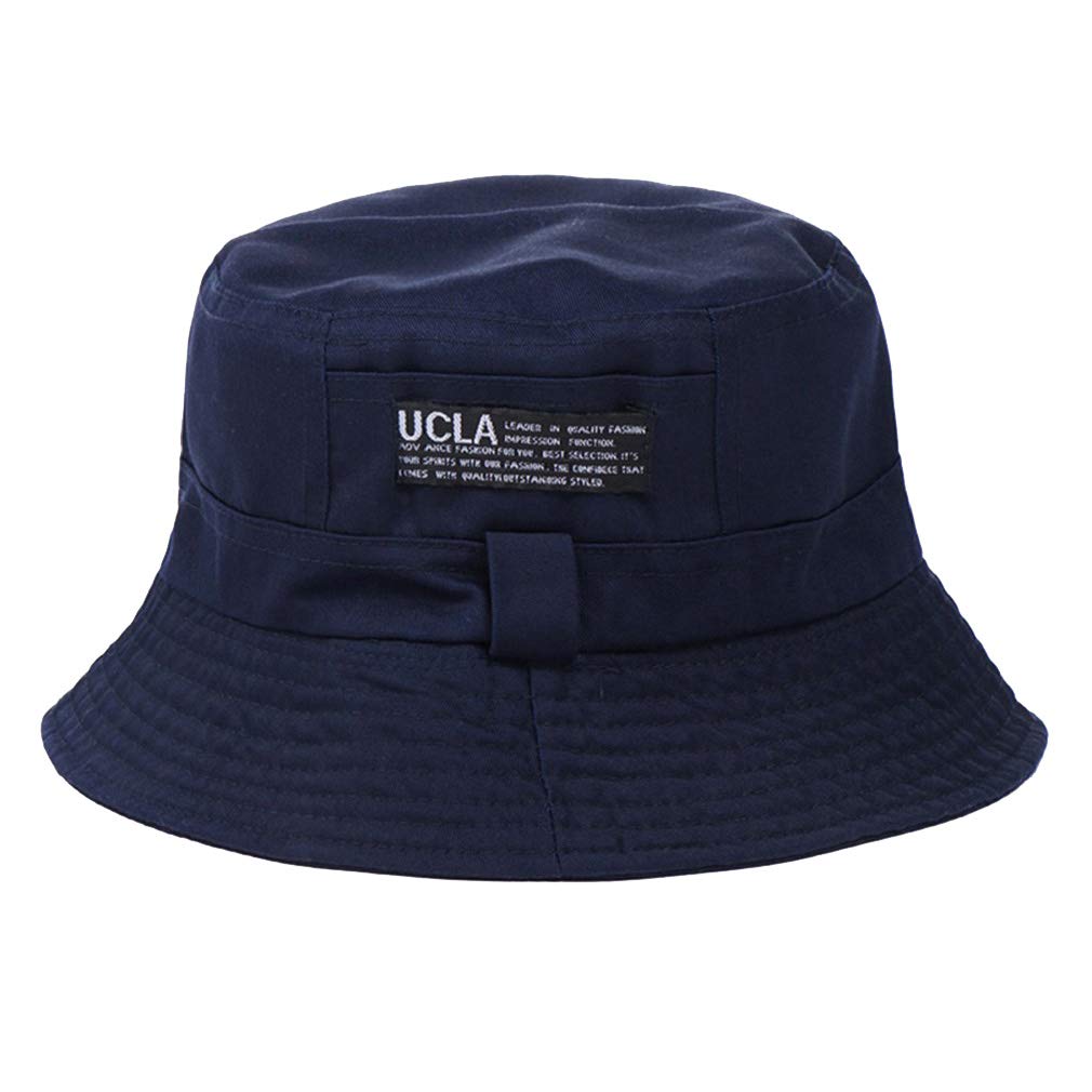 Junhouse Unisex Packable Soft Canvas Bucket Hat Summer Beach Sun Hat Boonie Cap Navy Blue