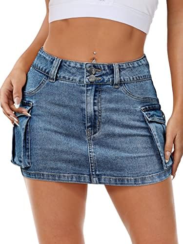 Women’s Denim Cargo Skirt Mini Low Waist Button Bodycon Y2K Flap Pockets www.denim.fit 5 Women’s Denim Cargo Skirt Mini Low Waist Button Bodycon Y2K Flap Pockets www.denim.fit 5