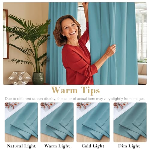 Image of H.VERSAILTEX Blackout Curtains Thermal Insulated Window Treatment Panels Room Darkening Blackout Drapes for Living Room Back Tab /Rod Pocket Bedroom Draperies, 52 x 96 Inch, Aqua, 2 Panels