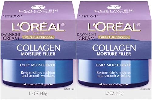 L'Oreal Paris Skincare Collagen Face Moisturizer, Day and Night Cream, Anti-Aging Face, Neck and Chest Cream to smooth skin and reduce wrinkles, 1.7 oz Pack of 2