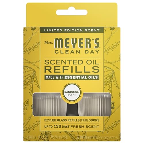 MRS. MEYER'S CLEAN DAY Premium Scented Oil Refills, Dandelion, Contains 2 .67 fl oz Refills
