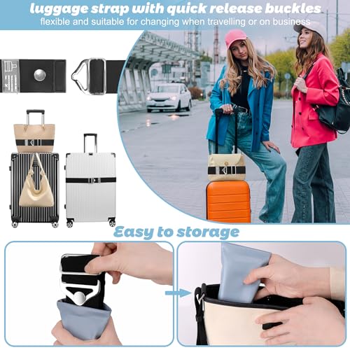 Image of Yotako Luggage Strap for Suitcases, 2-in-1 Travel Belt for Luggage Straps, Add a Bag Over Handle Adjustable Luggage Belt, Elastic Suitcase Strap for Airport Travel Accessories (Black)