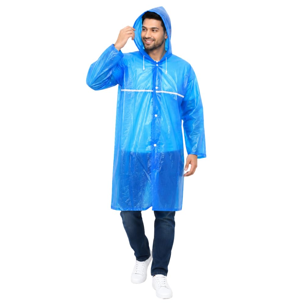 drumstone (𝐒𝐩𝐞𝐜𝐢𝐚𝐥 𝟏𝟓 𝐘𝐞𝐚𝐫𝐬 𝐖𝐚𝐫𝐫𝐚𝐧𝐭𝐲 Waterproof Raincoat for Men & Women with Backpack Space & Reflective Strip, Hooded Lightweight Reusable Polyester Rainwear for Bike-picture-45