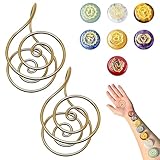 DOWNDRIFT Heilende Kristalle Set Copper Palm Ring mit 7 Stück Heilung Kristall Chakra Steine Meditation Zubehör Edelsteine Set Kupferschmuck Spirituelle Geschenke für Frauen