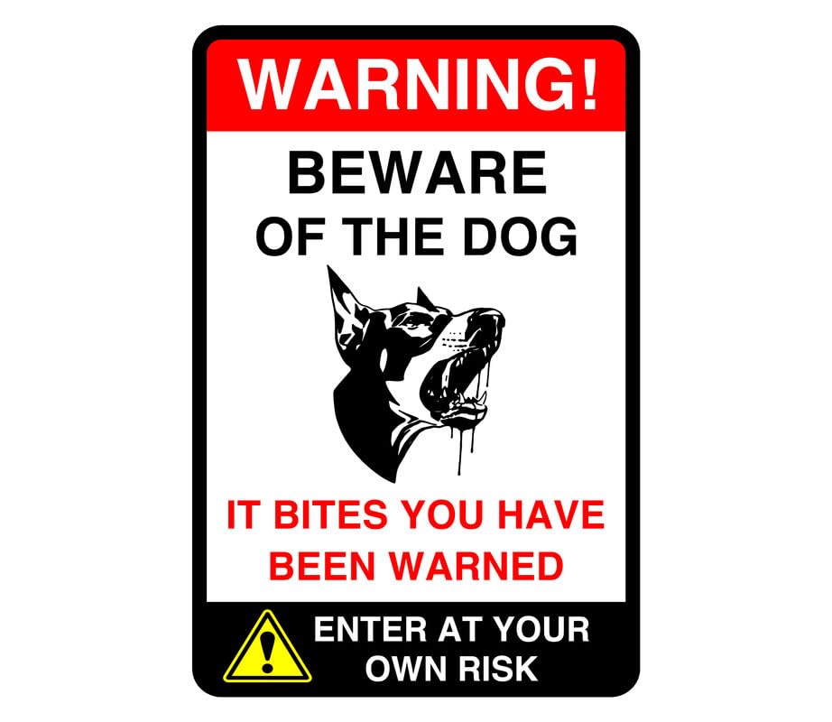 Safety First Display LTD Warning beware of the dog enter at own risk - 1.2mm Rigid plastic for indoor/outdoor usage (600mm x 400mm) Viewing Distance within 20m.