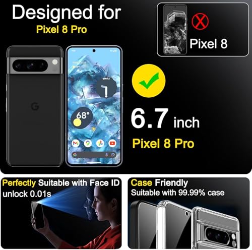 Image of Ferilinso Privacy Screen Protector for Google Pixel 8 Pro, Tempered Glass