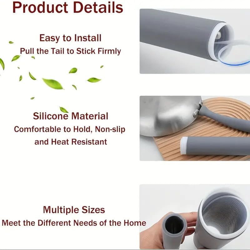 Anadi Pot Handle Heat Insulation Silicon Cover, Pot Handle Covers Heat Resistant, Silicone Thermal Insulation Handle Cover, Silicone Pot Handle Cover, Cast Iron Handle Cover (18 CM) (Pack of 1) 2