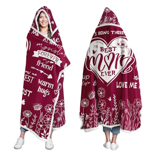 Zzkol Best Mom Ever Wearable Blanket Hoodie, Mothers Day Gifts
