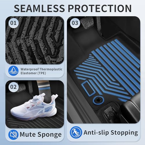 Image of Floor Mats for Toyota RAV4 2025 2024-2019 (Include Hybrid) Full Set All Weather Floor Mats for Toyota RAV4 Accessories 2025 2024-2019 TPE Back Seat Cover Protector Trunk Frunk Mat