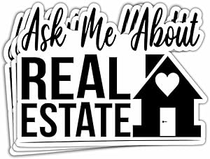 GADGETS WRAP Ask Me About Real Estate Stickers Real Estate Agent Investor Realtor Stickers for Laptop Tablet Water Bottle Phone Accessory Cup Car Wall Window Helmet