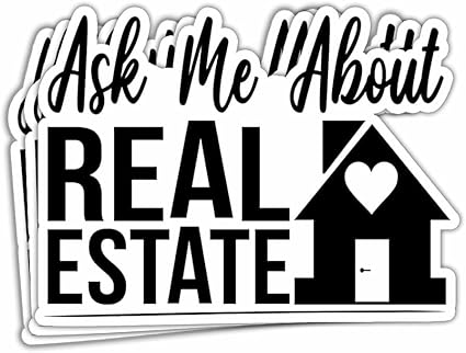 GADGETS WRAP Ask Me About Real Estate Stickers Real Estate Agent Investor Realtor Stickers for Laptop Tablet Water Bottle Phone Accessory Cup Car Wall Window Helmet