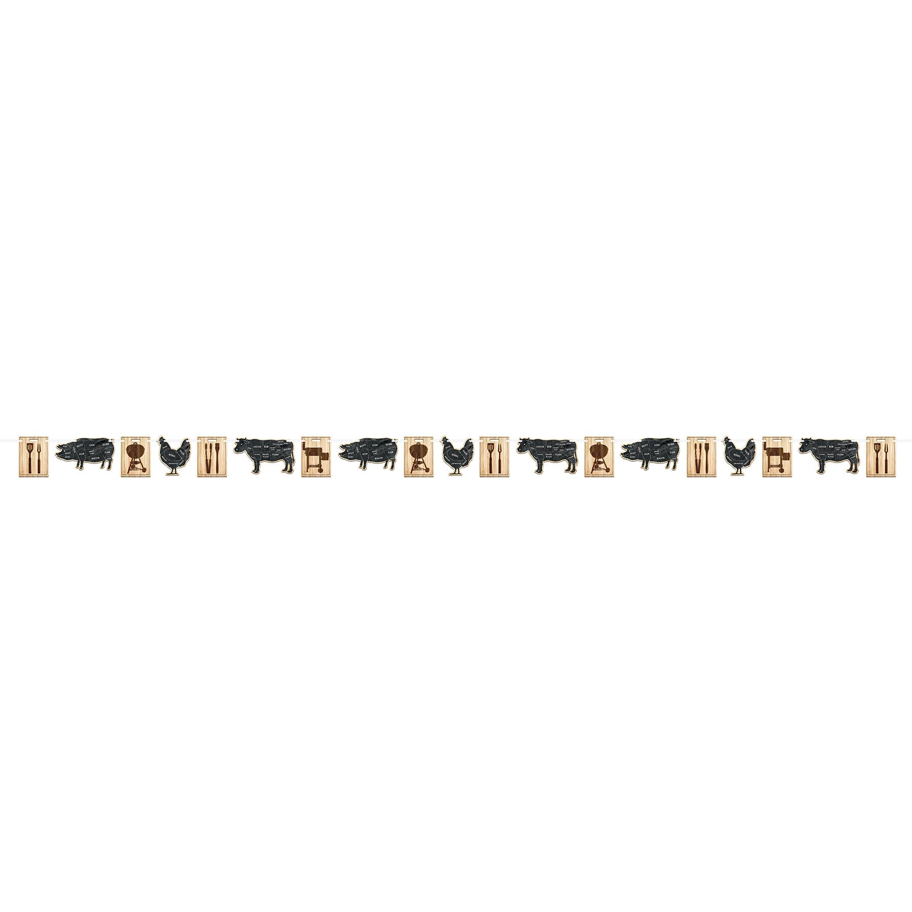 Beistle 15,9 cm x 30 cm baner do grilla na lato piknik dekoracje imprezowe z grilla, wyprodukowany w USA Sine 1900, czarny/brązowy