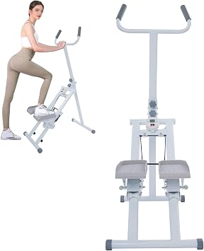 Stair Stepper Folding Vertical Climber Machine with Handlebar and Display, Adjustable Full Body Workout Machine for Home Gym 265LBS Load