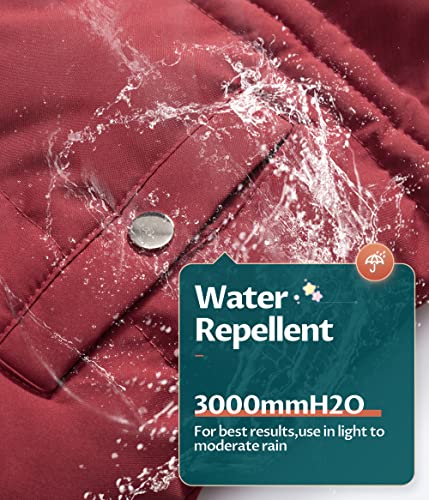 Creatmo Us Girl's Winter Jacket Quilted Puffer Parka Windbreaker Kids Ski Coat With Detachable Hood Red 10/12 #TOP4