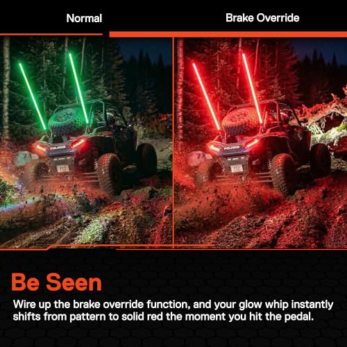 Image of True MODS 2pc 6ft Spiral RGB LED Whip Light for UTV ATV [Bluetooth App] Off Road Waterproof LED Lighted Whip CB Antenna Pole Stick for RZR Can-Am Polaris SxS 4x4 Quad Dune Buggy 4 Wheeler Accessories
