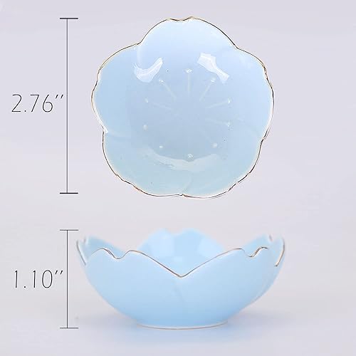 Miniatura 2 de VanEnjoy Juego de 4 platos de cerámica para condimentos, platos para sushi, salsa de flor de cerezo, soporte para bolsa de té, plato para servir