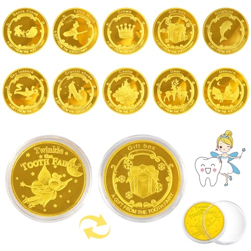 10 monedas de hada de los dientes, hada de los dientes Goldtaler, monedas de hada de los dientes, ideas de regalo, regalo para niños, para monedas conmemorativas, regalo para niñas y niños