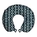 ABAKUHAUS Étnico Cojín de Viaje para Soporte de Cuello, Adornos Tribales de Bohemia, de Espuma con Memoria y Funda Estampada, 30x30 cm, Oscuro Azul Petróleo