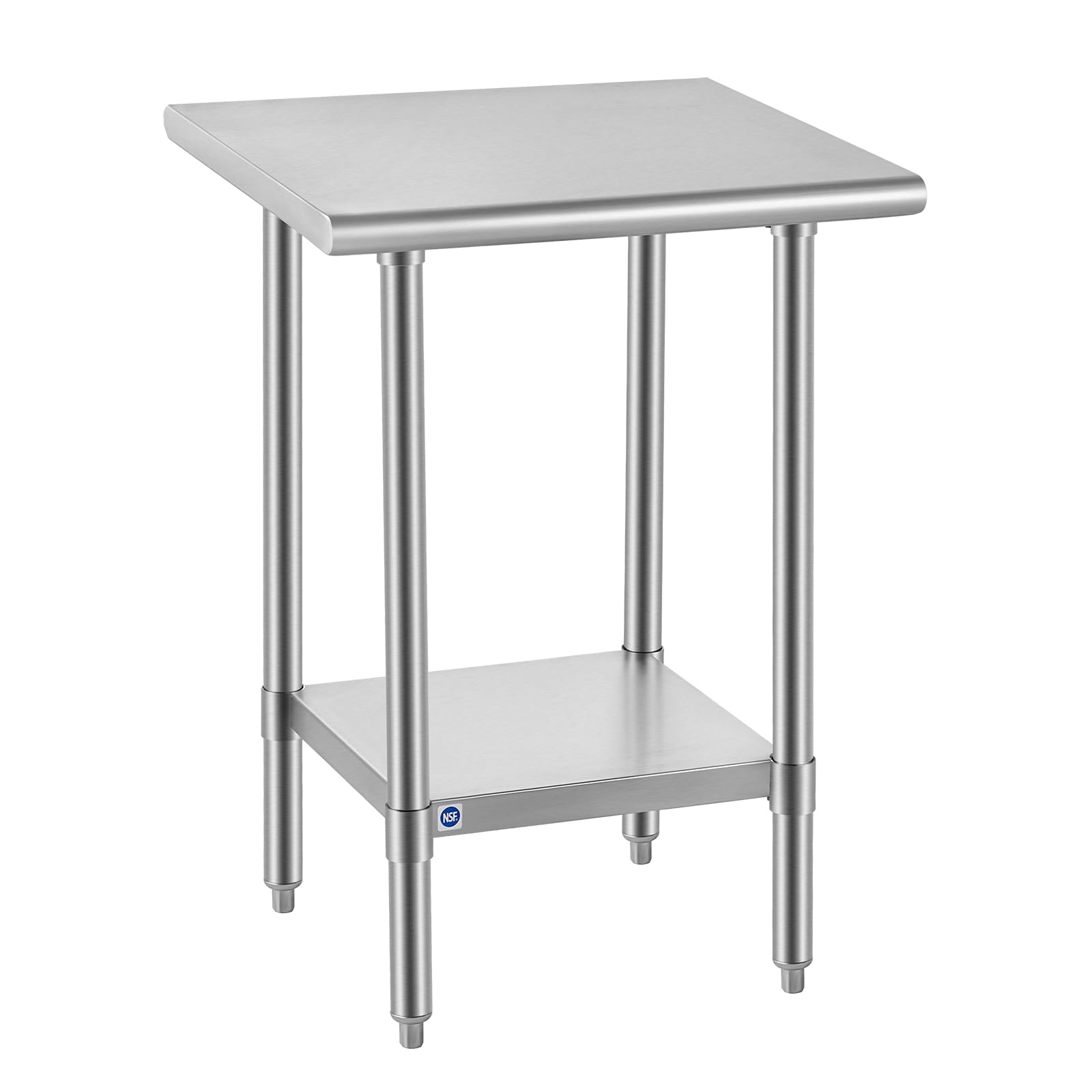 ROCKPOINT All Stainless Steel Table for Perp &amp; Work 24x24 Inch,Commercial Heavy Duty Workbench with Stainless Legs &amp; Adjustable Undershelf, 670 lb Capacity for Restaurant,Home and Outdoor Kitchens