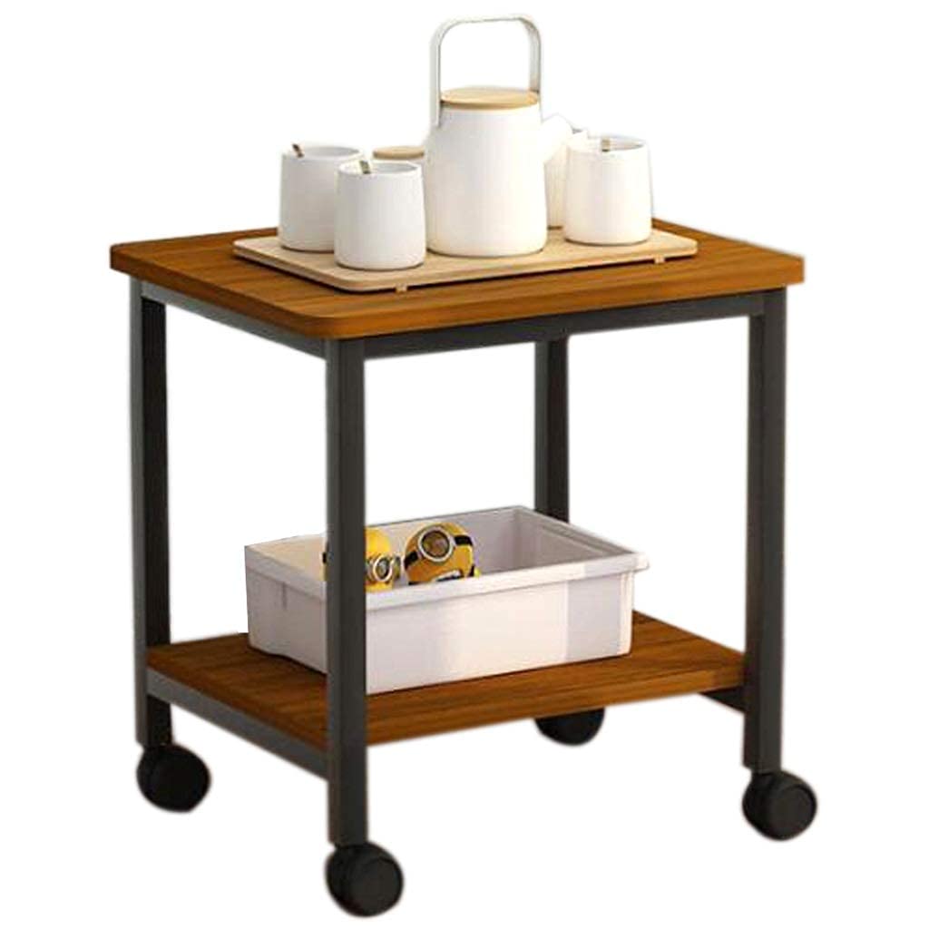 Table de rangement double couche pour café et salon, petit meuble de coin en fer 60x40x48cm