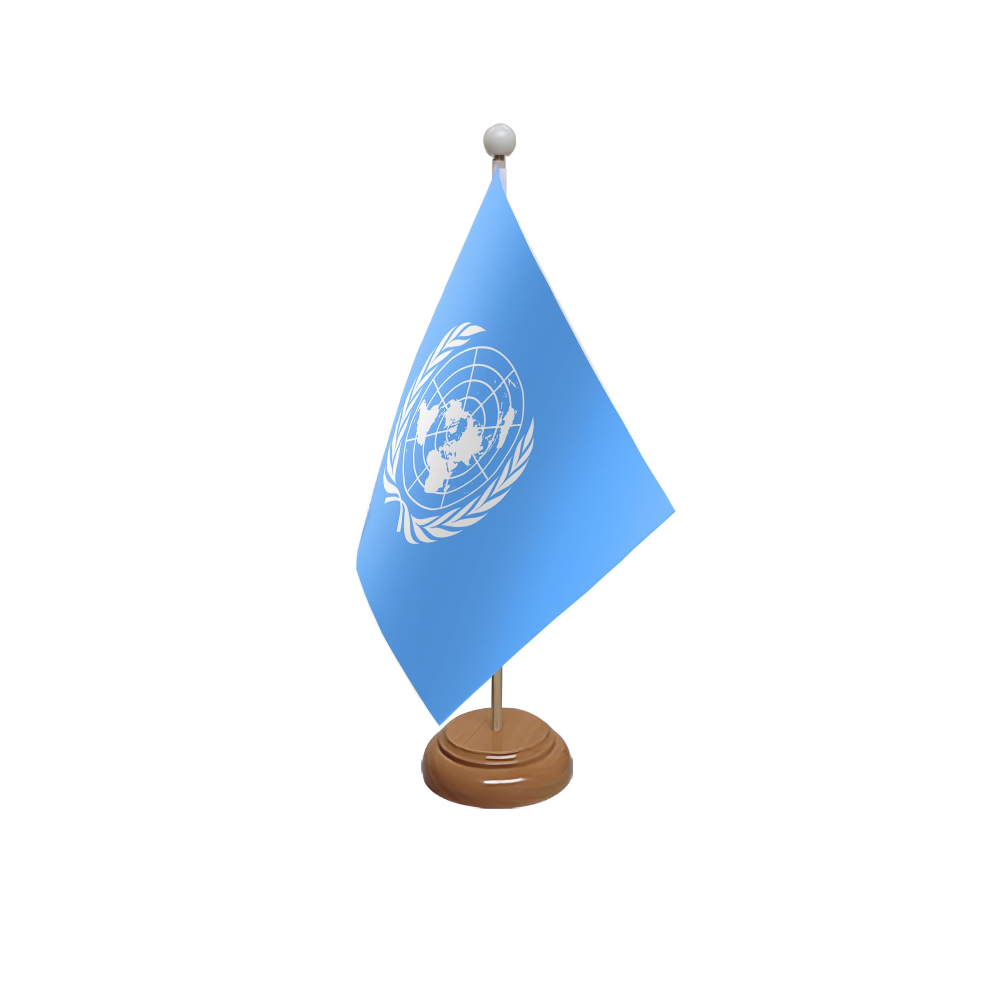 Flagtex United Nations Wooden Table Flag With Wooden Base