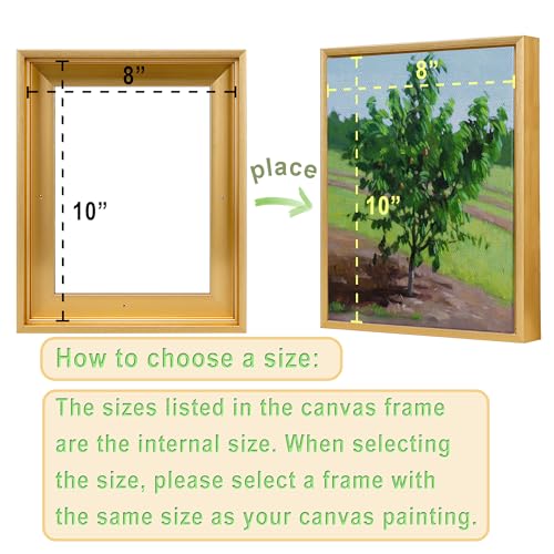 Image of 16x20 Canvas Floater Frame with 0.6 inch-0.9 inch Deep, Canvas Floating Frame for Oil Painting, Art Prints Artwork Frames(16 inchx20 inch,Gold)