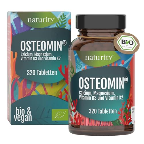 Naturity BIO Osteomin® mit Magnesium, Calcium, Vitamin D3 und Vitamin K2, 320 Tabletten I Für Knochen, Muskeln & Zähne I Vegan, glutenfrei & laktosefrei I Natürlicher Inhalt aus biologischem Anbau