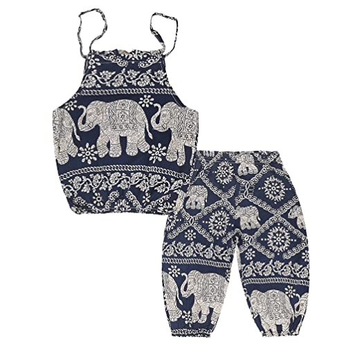 Image of Rysly Baby Girls Boho Elephant Tops Harem Pants 2 Piece Outfits