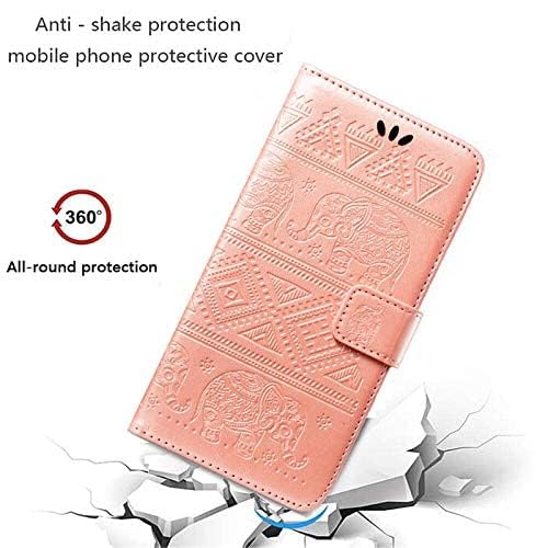 Image of TELETEL Elephant Embossing Design Magnetic Closure Wallet Flip Case Cover for Vivo V50 5G(Faux Leather|Pink)