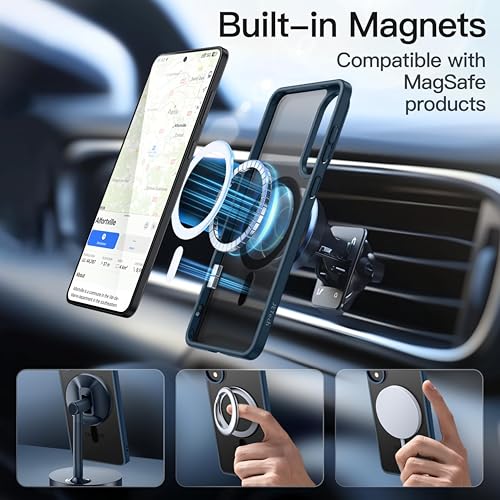 Image of Magnetic Slim Case Cover for Samsung Galaxy S25 Edge 5G (2025), Shockproof Cover with Camera Protection (Translucent Blue with MagSafe)