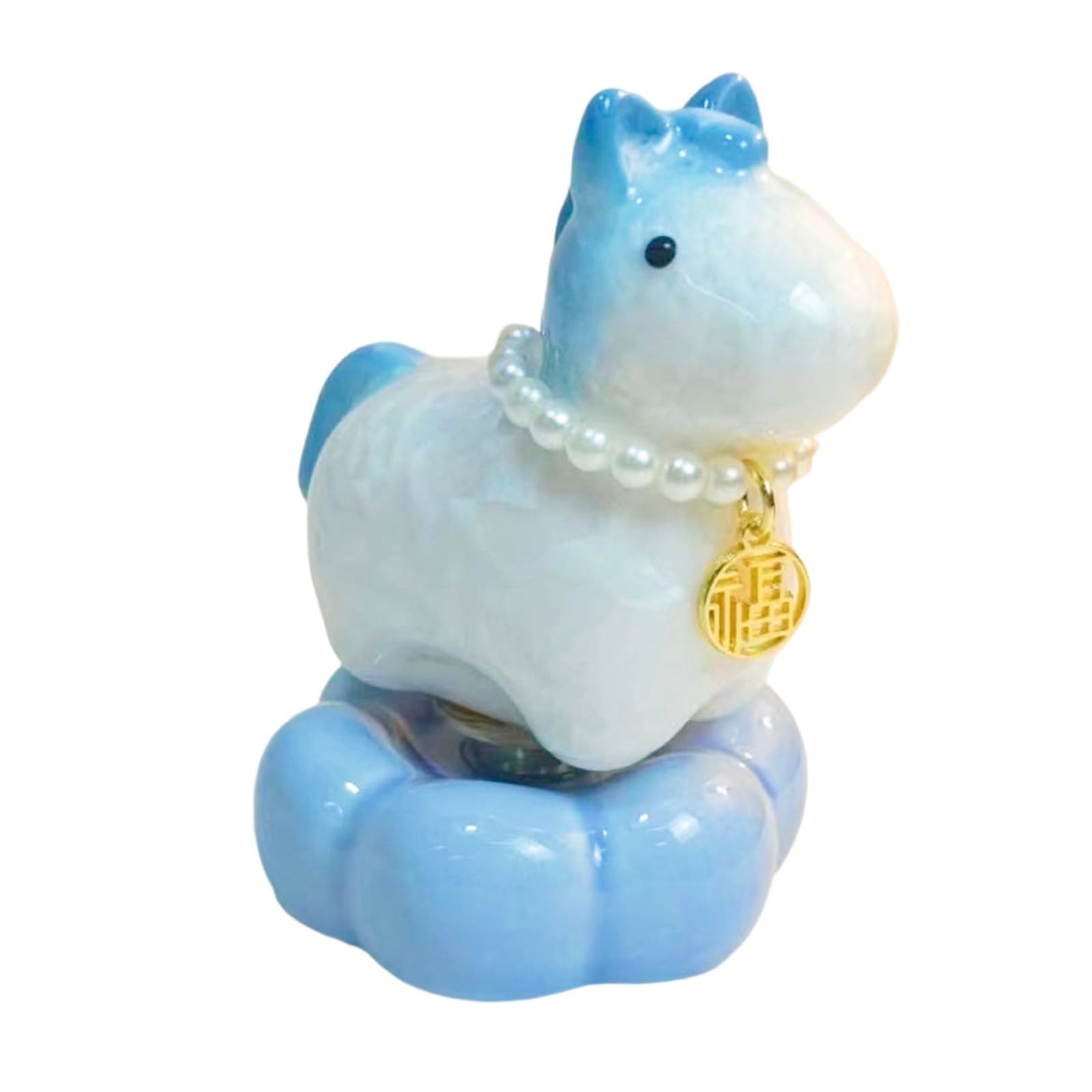 HDOYTXXM Rotating Horse Figurine Spring Festival Ornament Good Luck Charm for Desk Car Ceramic Horse Figurines Home Decors