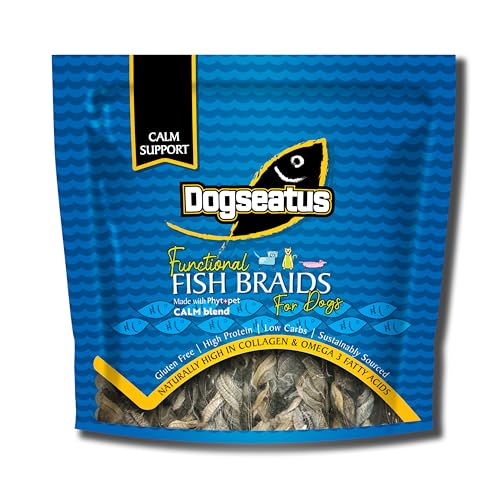Pet Natural Dogseatus Fish Skin Braids Calming with Valerian, Skullcap & Passiflora 100% Natural