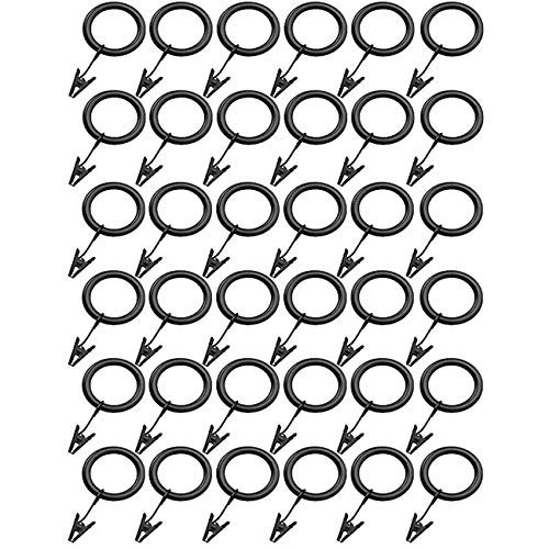Ogrmar 36Pcs 1 Inch Curtain Drapery Clip with Metal Split Ring (Black) (1