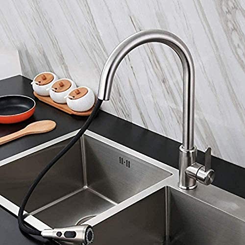 Grifo giratorio Grifo de acero inoxidable 304 con rociador extraíble Dos mezcladores Wassermodi para agua fría y caliente Cover