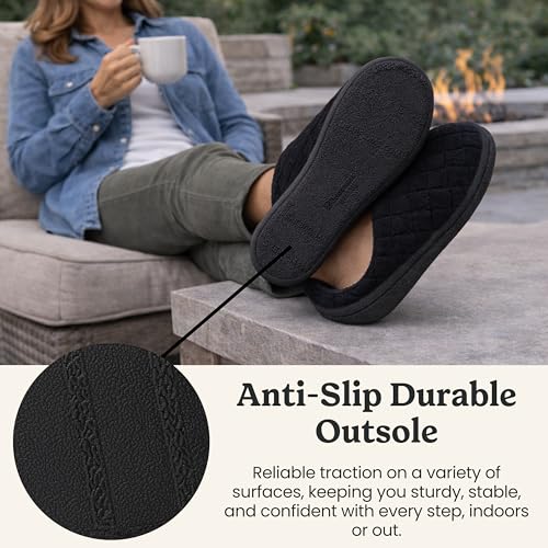 Image of Leslie Terry Clog House Shoes with Memory Foam, Indoor Slippers with Wide Widths
