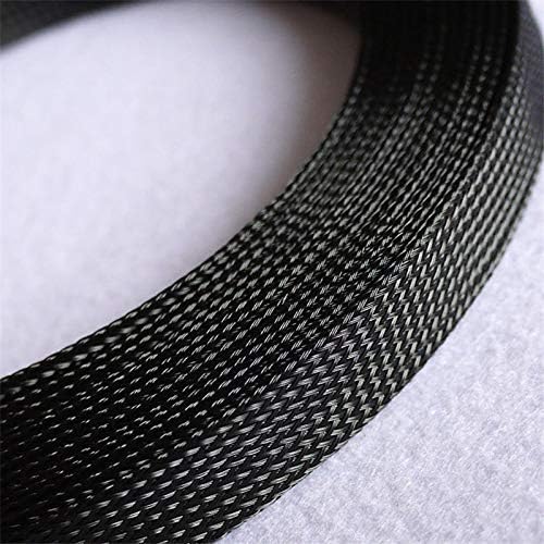 10 30 Meters 14mm Black PET Expandable Sleeving High Density Sheathing Plaited Cable Sleeves - (Length: 30M)