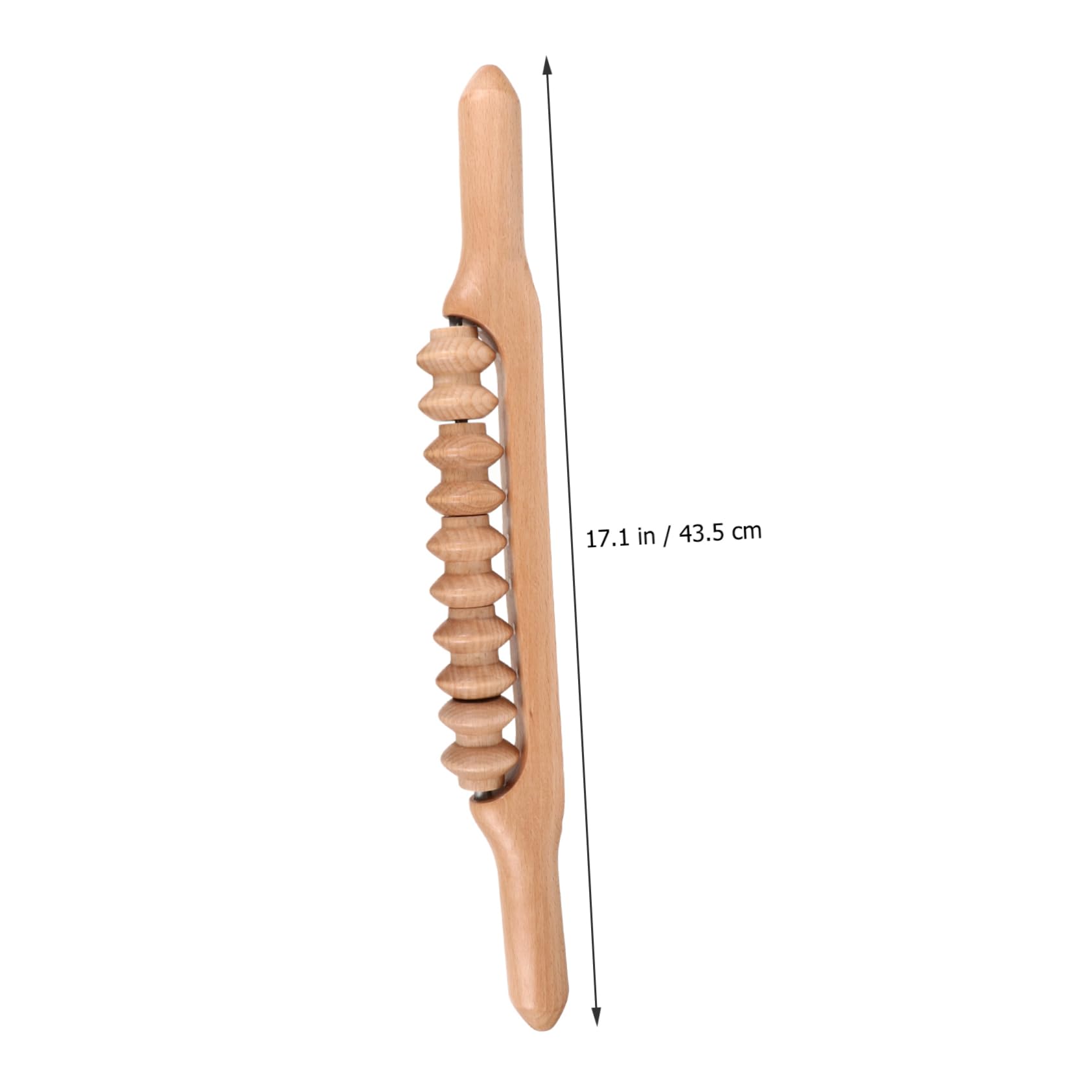 SECFOU Holz Massageroller Stick 43cm Mit Rutschfestem Griff Manuelle Therapie Massage Faszienroller Muskelentspannung Rücken Beine Nacken Wellness Sport