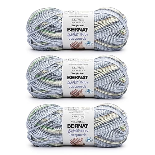 Image of Bernat Softee Baby Jacquards River Ripples Yarn - 3 Pack of 4.2oz /120g - Acrylic - #3 DK (Light) - 287 Yards - Knitting & Crochet