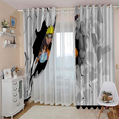 Rideaux Occultants Anime Naruto 220x215 cm Rideaux à Oeillets Polyester Cover