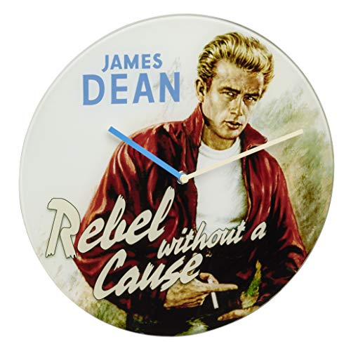 TFA Dostmann Cinema Legends 60.3059.12 Horloge Murale analogique James Dean en Verre Vintage Diamètre 30 cm Beige