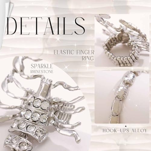 Punk Full Finger Ring Bracelet Scorpion Hand Chains Harness Rhinestone Hand Bracelets Adjustable Statement Rings Jewelry for Women4