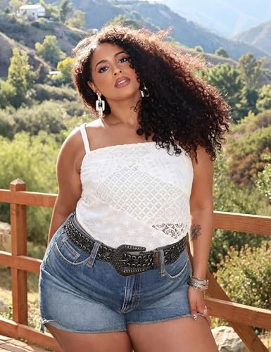 Image of WERFORU Women Men Western Rhinestone Studded Leather Belt Unisex Bling Cowgirl Cowboy Waist Belt for Jeans Pants Dress