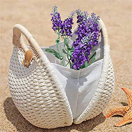 Bolso de paja tejido a mano para mujer miniatura 7