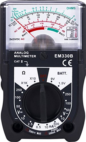 Power Gear Multimeter, 14 Range, Battery Tester, 250V, Analog, Measures Voltage (AC, DC) and Resistance, 6-Function Non-Recording, Black