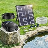 Biling Solar Teichbelüfter Sauerstoffpumpe mit Akku 3m Schlauch, IPX5 Leise Solar Luftpumpe für Gartenteich Regenwassertonne Hydroponik Aquarium Fischteich bis 600L, Mit Leistungsanzeige
