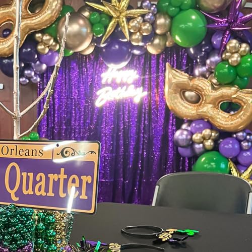 Image of Purple Sequin Backdrop Curtain 4 Pcs 2ftx8ft Sparkly Glitter Wedding Party Photography Background Drapes for Birthday Prom Decoration Christmas Party Decoration