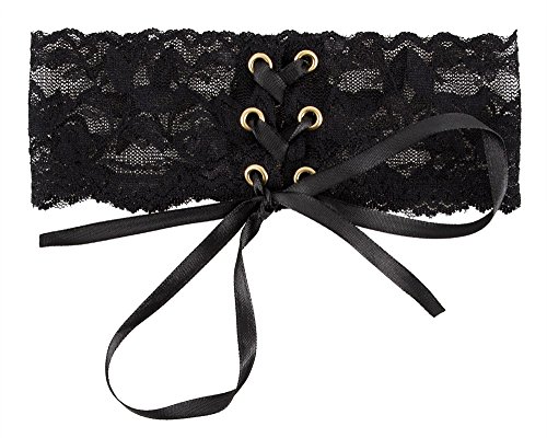 Cottelli Collection Acessoires- elegantes Halsband für Frauen, sexy Halsschmuck aus Spitzenband, verstellbarer Choker, schwarz
