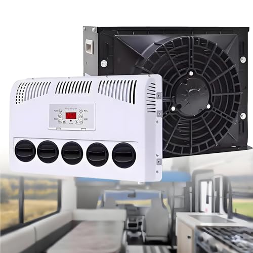 Aire Acondicionado para Cabina de Camión de 12V/24V, Unidad de Aire Acondicionado de Estacionamiento Dividido, Aire Acondicionado para Autocaravana, Autobús, Caravana,24V-Black
