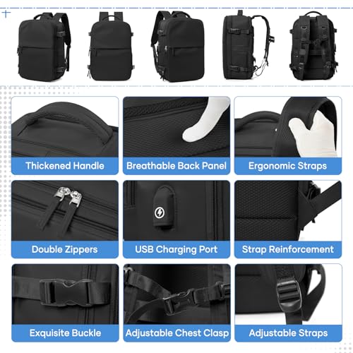 Image of Vacuum Travel Backpack with Pump for Women Men, Carry on Air Backpack for Flight Approved, Personal Item Luggage Backpacks